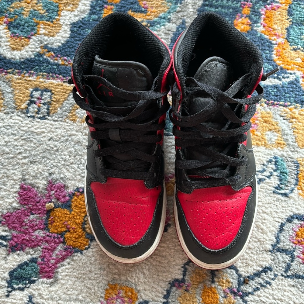 Air Jordan, black and red low top sneakers